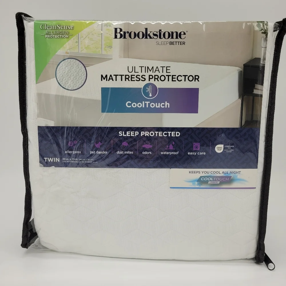 Brookstone Ultimate Mattress Protector Cool Touch Waterproof Cover Twin Size NEW